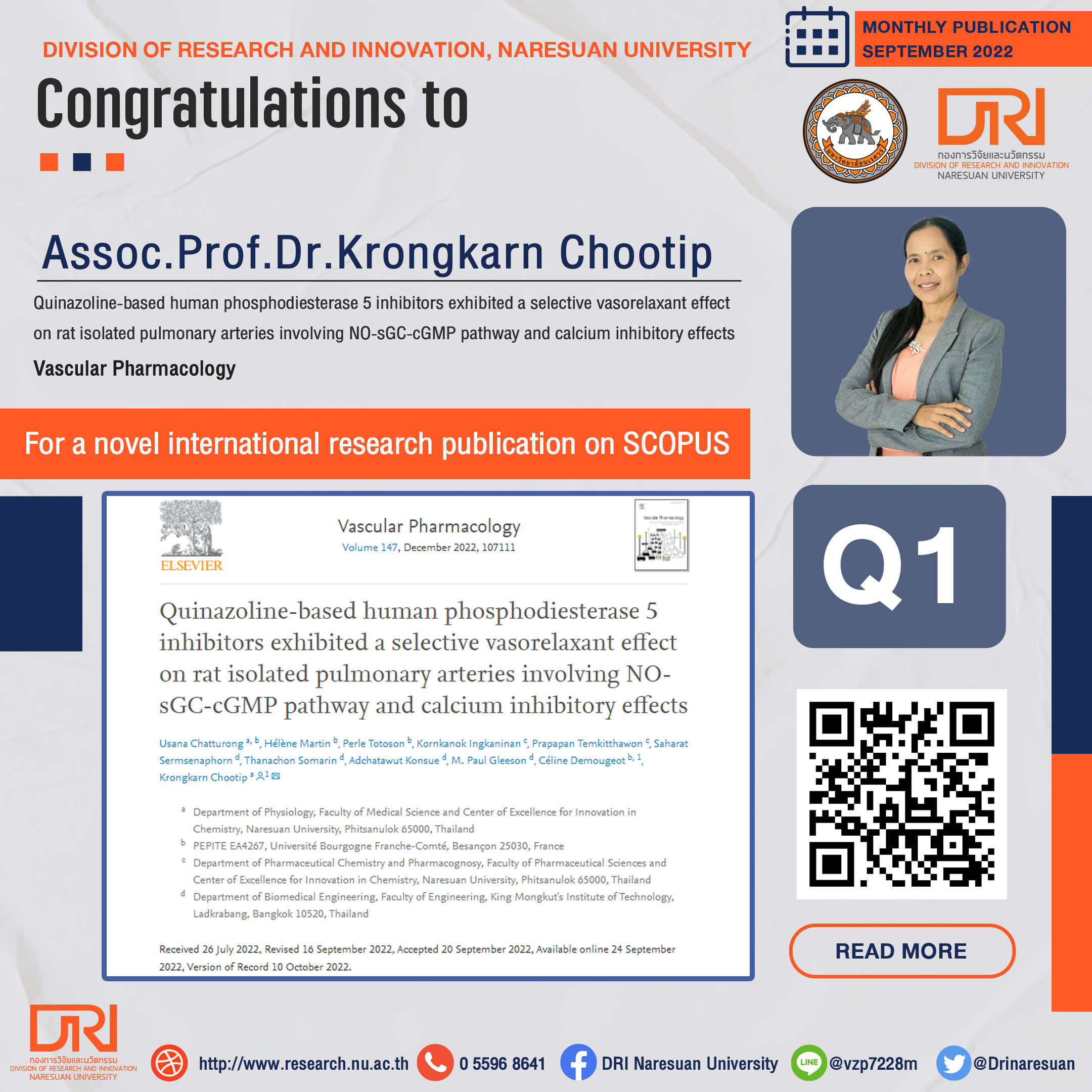 Congratulations to Assoc.Prof.Dr.Krongkarn Chootip